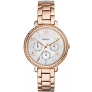  Shop Authentic Fossil Jacqueline Multi Function Mother of Pearl Dial Rose Gold Steel Strap Watch for Women - ES3757 - Luxxuri