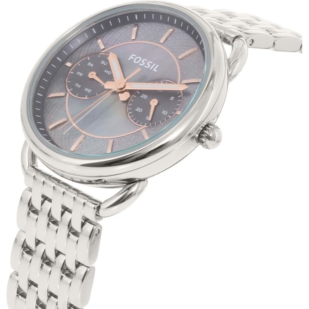  Shop Authentic Fossil Tailor Mother of Pearl Black Dial Silver Steel Strap Watch for Women - ES3911 - Luxxuri