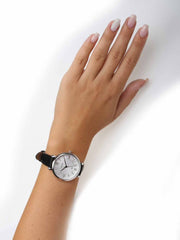  Shop Authentic Fossil Jacqueline Quartz White Dial Black Leather Strap Watch for Women - ES3972 - Luxxuri