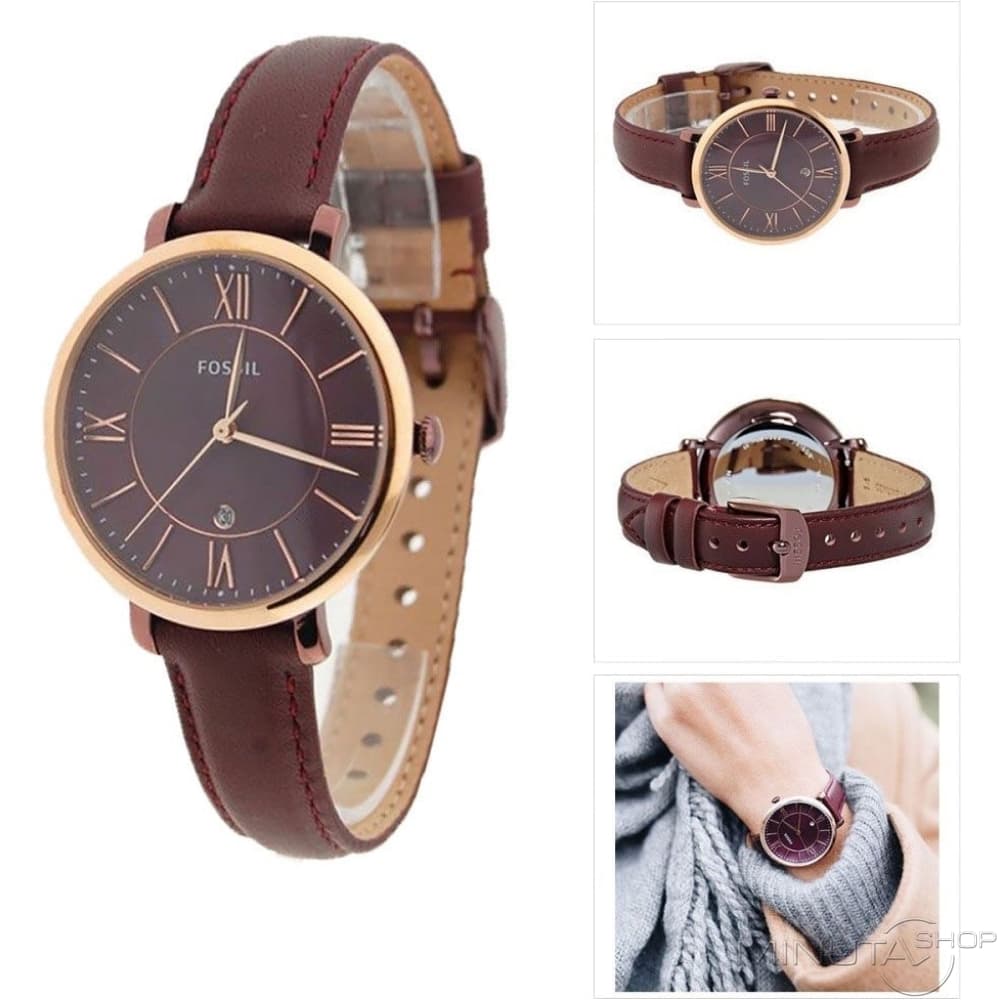  Shop Authentic Fossil Jacqueline Burgundy Dial Burgundy Leather Strap Watch for Women  - ES4099 - Luxxuri
