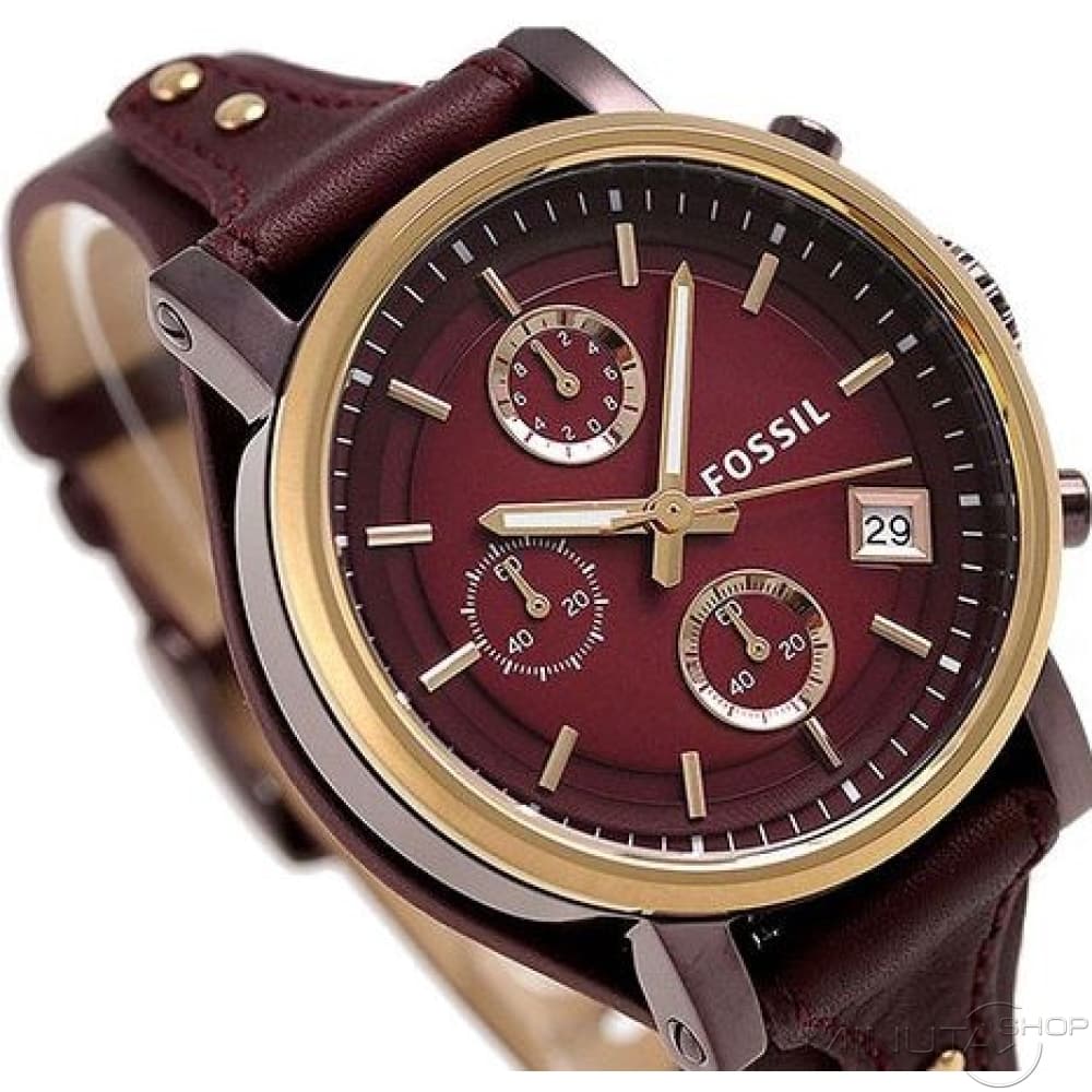  Shop Authentic Fossil Original Boyfriend Sport Chronograph Maroon Dial Maroon Leather Strap Watch for Women - ES4114 - Luxxuri