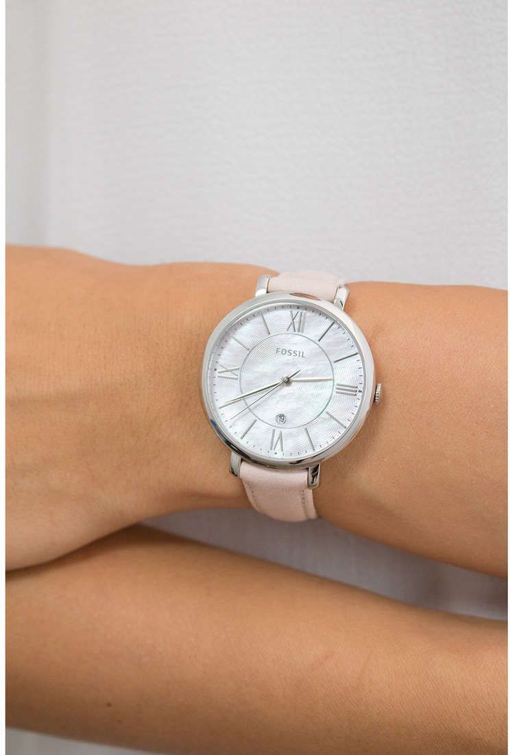  Shop Authentic Fossil Jacqueline Blush Mother of Pearl Dial Pink Leather Strap Watch for Women - ES4151 - Luxxuri