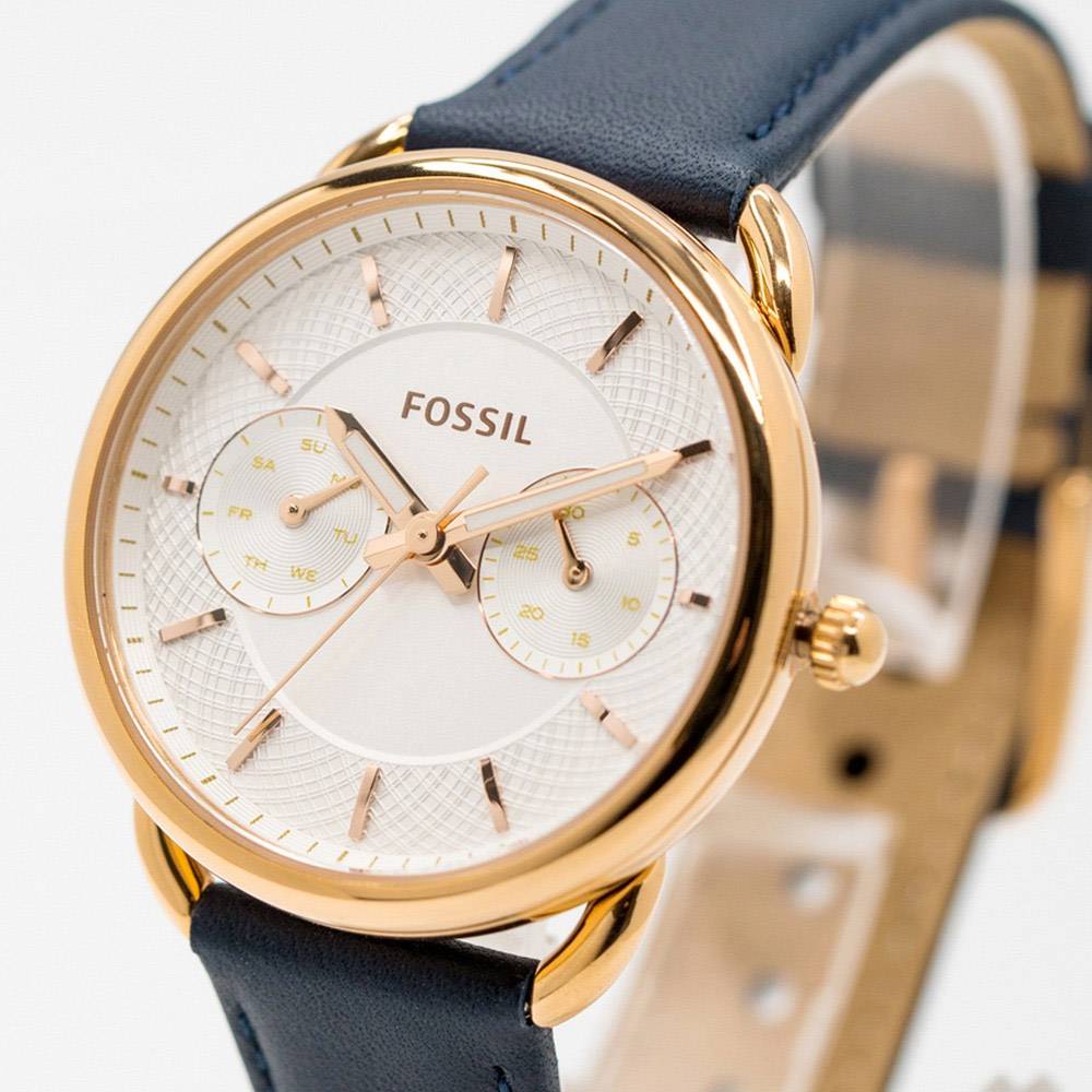  Shop Authentic Fossil Tailor White Dial Blue Leather Strap Watch for Women - ES4260 - Luxxuri