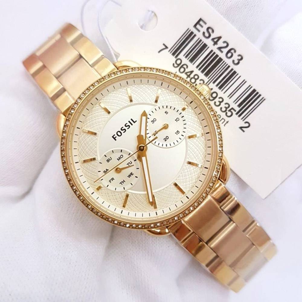  Shop Authentic Fossil Tailor Gold Dial Gold Steel Strap Watch for Women - ES4263 - Luxxuri