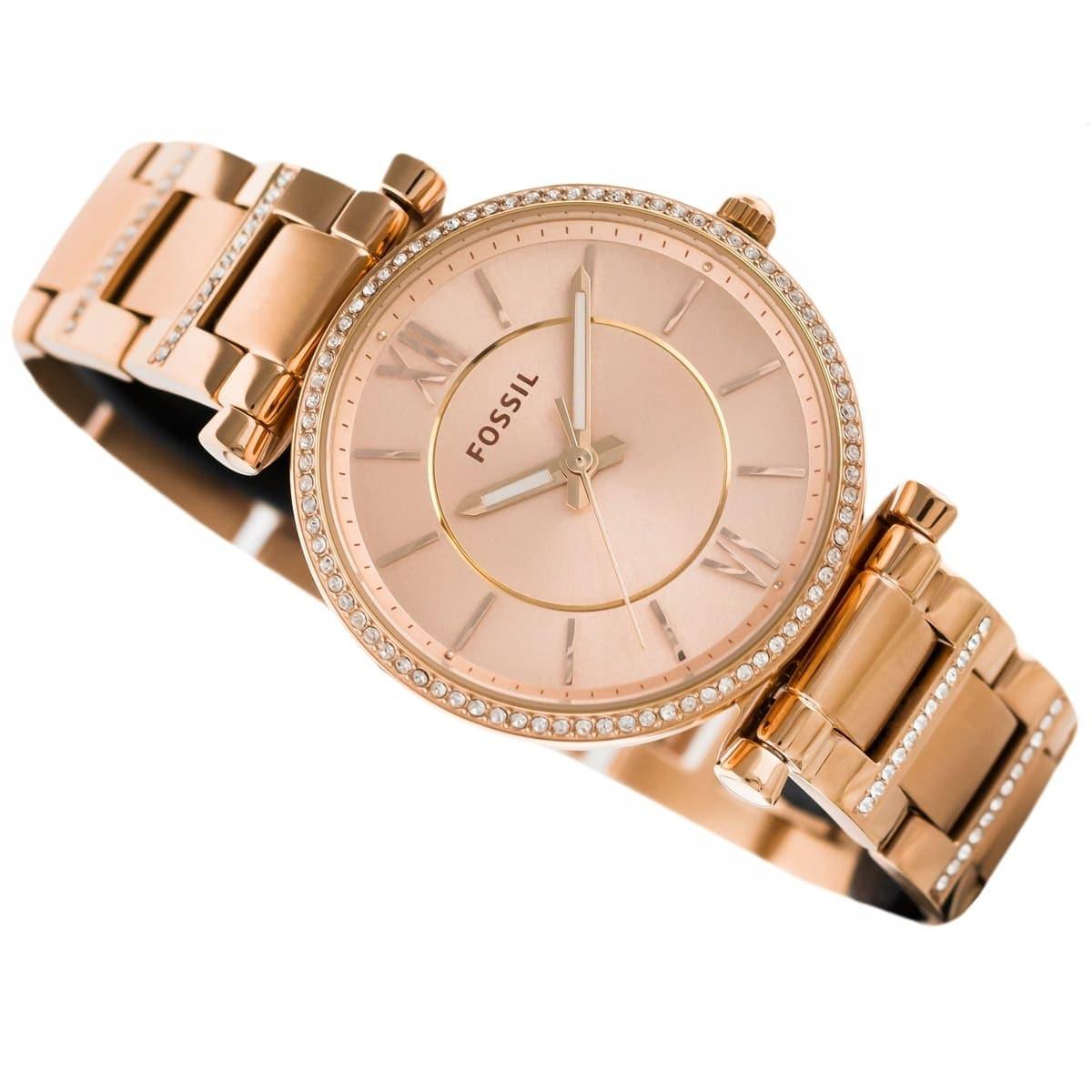  Shop Authentic Fossil Carlie Rose Gold Dial Rose Gold Steel Strap Watch for Women - ES4301 - Luxxuri