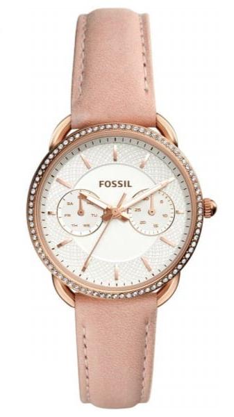  Shop Authentic Fossil Tailor Quartz White Dial Pink Leather Strap Watch for Women - ES4393 - Luxxuri