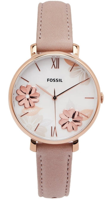  Shop Authentic Fossil Jacqueline Three Hand Mother of Pearl Dial Pink Leather Strap Watch for Women - ES4671 - Luxxuri