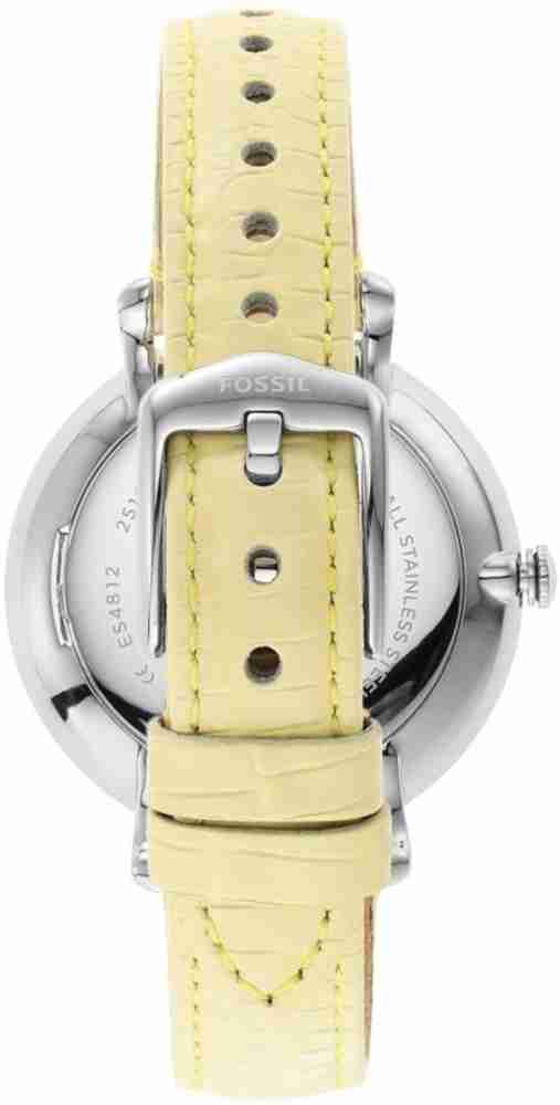  Shop Authentic Fossil Jacqueline Three-Hand White Dial Yellow Leather Strap Watch for Women - ES4812 - Luxxuri
