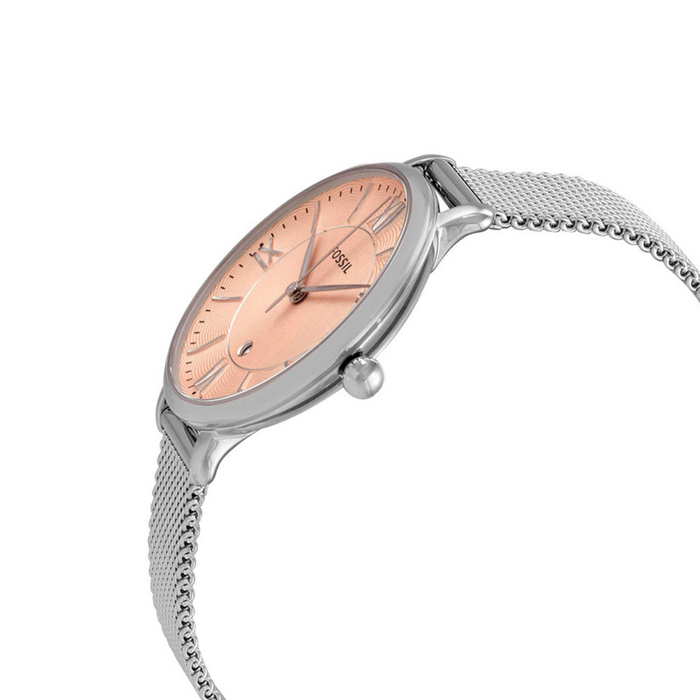  Shop Authentic Fossil Jacqueline Three Hand Pink Dial Silver Mesh Strap Watch for Women - ES5089 - Luxxuri