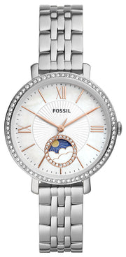 Shop Authentic Fossil Jacqueline Multifunction Moonphase White Dial Silver Steel Strap Watch for Women - ES5164 - Luxxuri