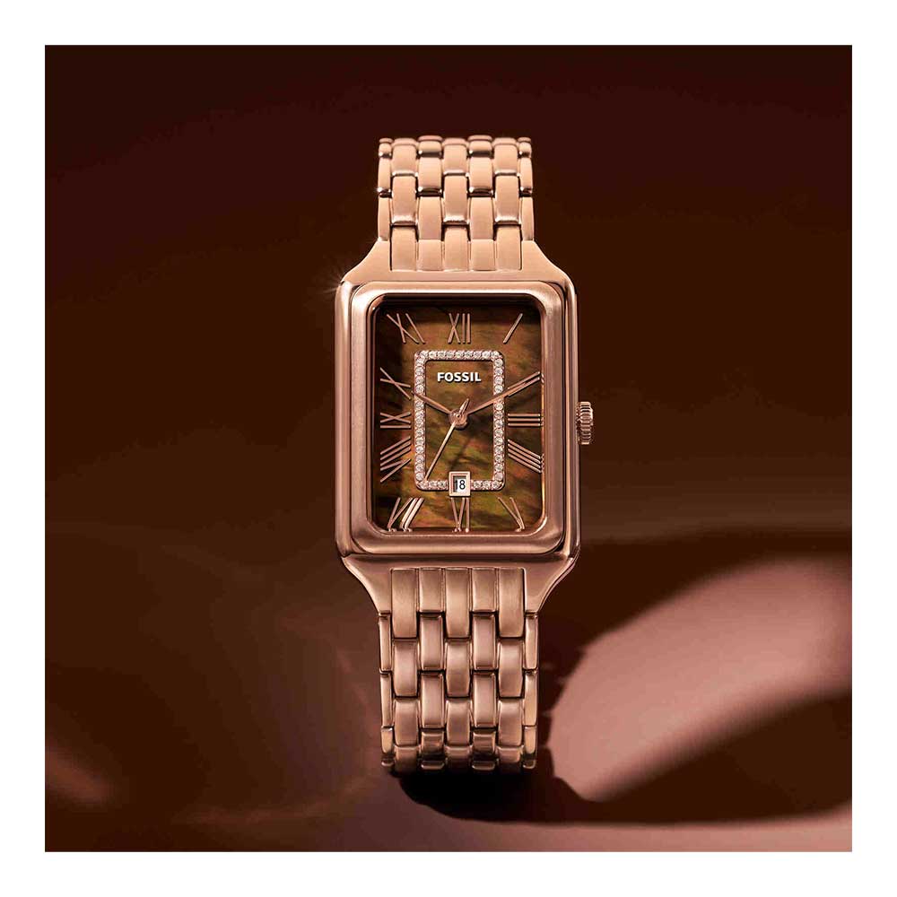  Shop Authentic Fossil Raquel Three Hand Date Brown Dial Rose Gold Steel Strap Watch For Women - ES5323 - Luxxuri