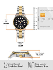  Shop Authentic Fossil Blue Dive Three Hand Black Dial Two Tone Steel Strap Watch For Women - ES5349 - Luxxuri