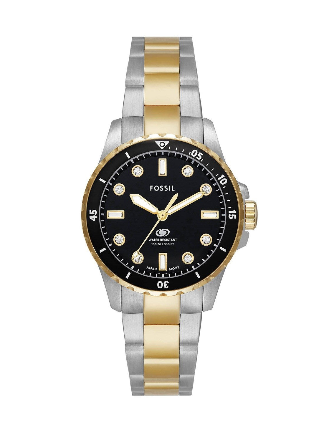  Shop Authentic Fossil Blue Dive Three Hand Black Dial Two Tone Steel Strap Watch For Women - ES5349 - Luxxuri