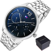  Shop Authentic Tommy Hilfiger Damon Chronograph Blue Dial Silver Steel Strap Watch for Men - 1791416 - Luxxuri