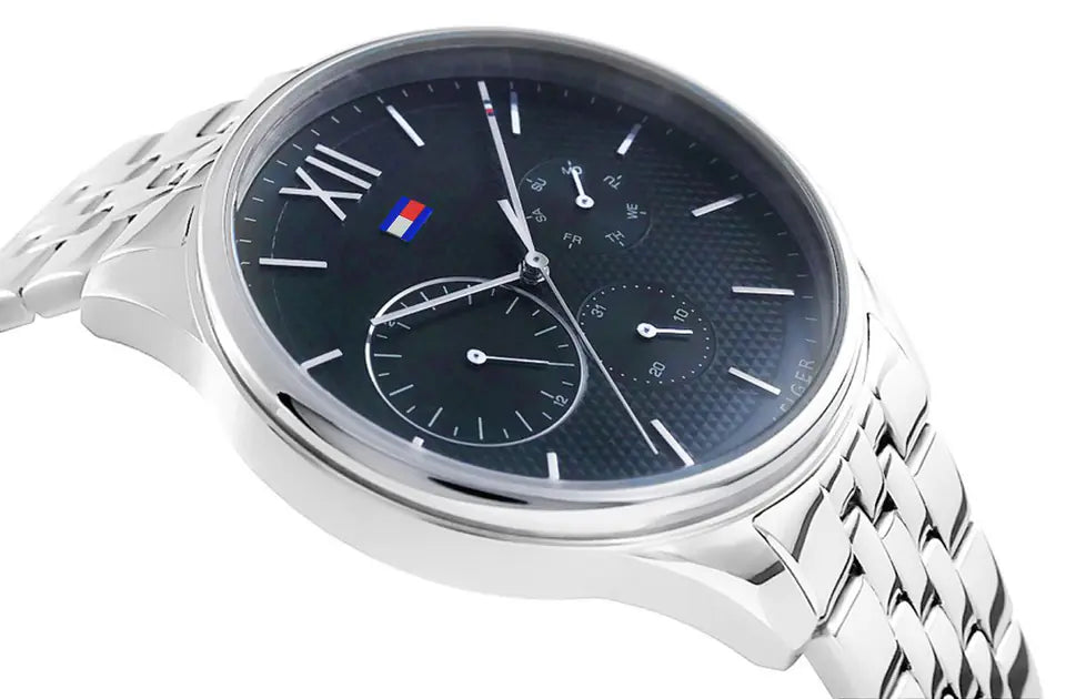  Shop Authentic Tommy Hilfiger Damon Chronograph Blue Dial Silver Steel Strap Watch for Men - 1791416 - Luxxuri