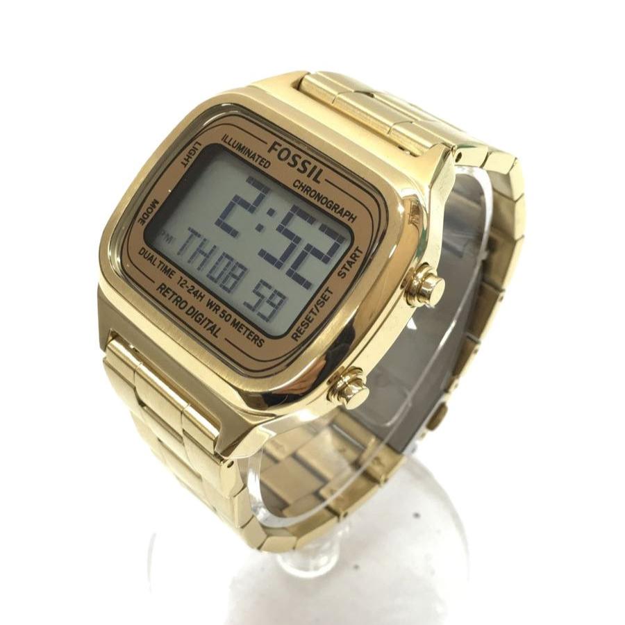  Shop Authentic Fossil Retro Digital Gold Dial Gold Steel Strap Watch for Men - FS5843 - Luxxuri
