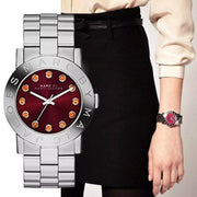  Shop Authentic Marc Jacobs Amy Red Dial Silver Steel Strap Watch for Women - MBM3333 - Luxxuri