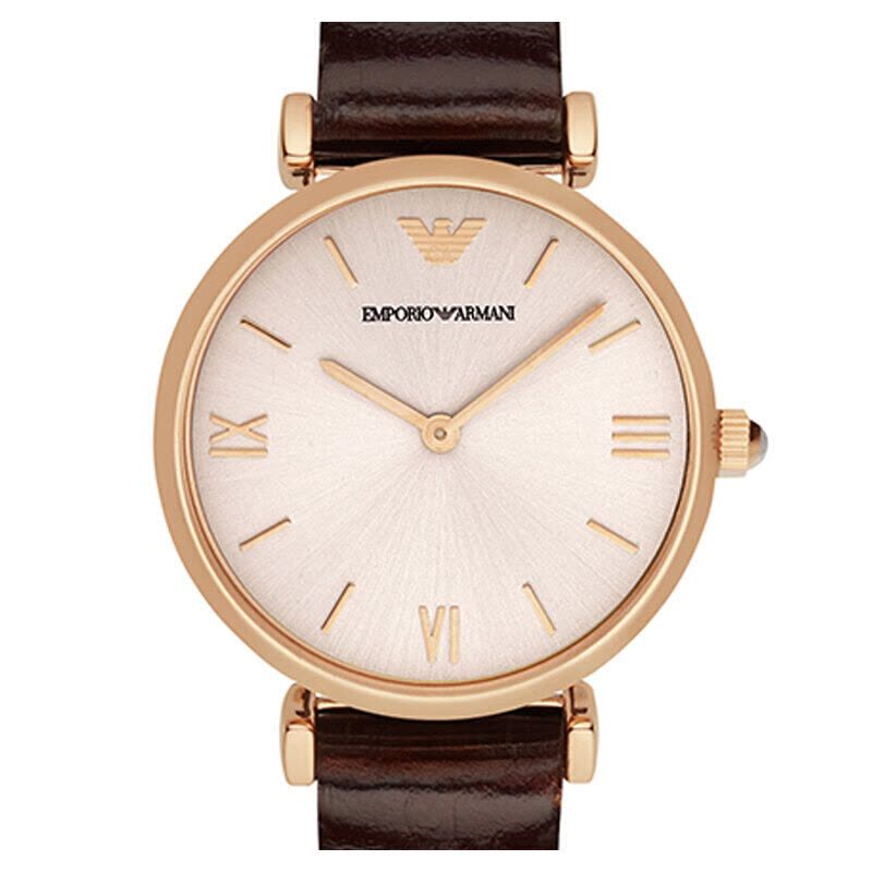 Shop Authentic Emporio Armani Classic Quartz Pink Dial Brown Leather Strap Watch For Women - AR1911 - Luxxuri