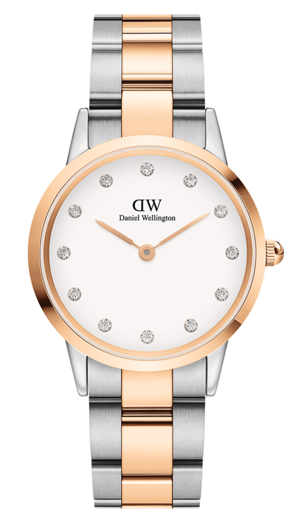  Shop Authentic Daniel Wellington Iconic Link White Dial Two Tone Steel Strap Watch For Women - DW00100359 - Luxxuri