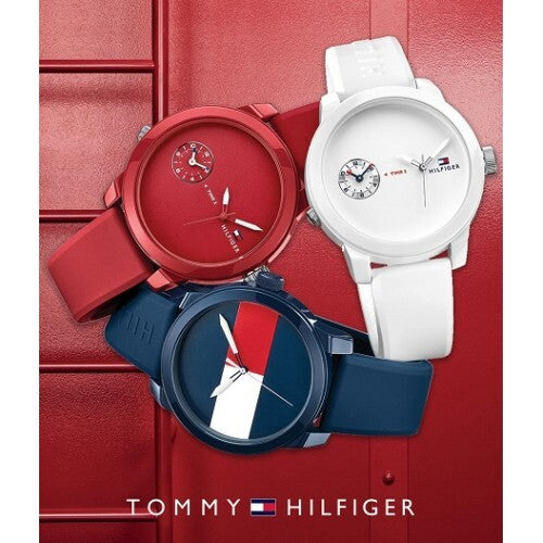  Shop Authentic Tommy Hilfiger Denim Quartz Red Dial Red Rubber Strap Watch for Men - 1791323 - Luxxuri