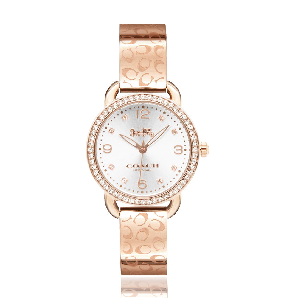 Coach Delancey Silver Dial Rose Gold Steel Strap Watch for Women - 14502355