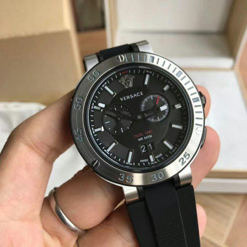  Shop Authentic Versace V Extreme Chronograph Black Tone Dial Black Rubber Strap Watch for Men - VCN020017 - Luxxuri