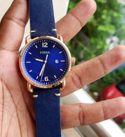  Shop Authentic Fossil The Commuter Blue Dial Blue Leather Strap Watch for Men - FS5274 - Luxxuri