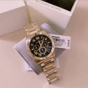  Shop Authentic Michael Kors Brecken Chronograph Quartz Black Dial Gold Steel Strap Watch For Men - MK8481 - Luxxuri