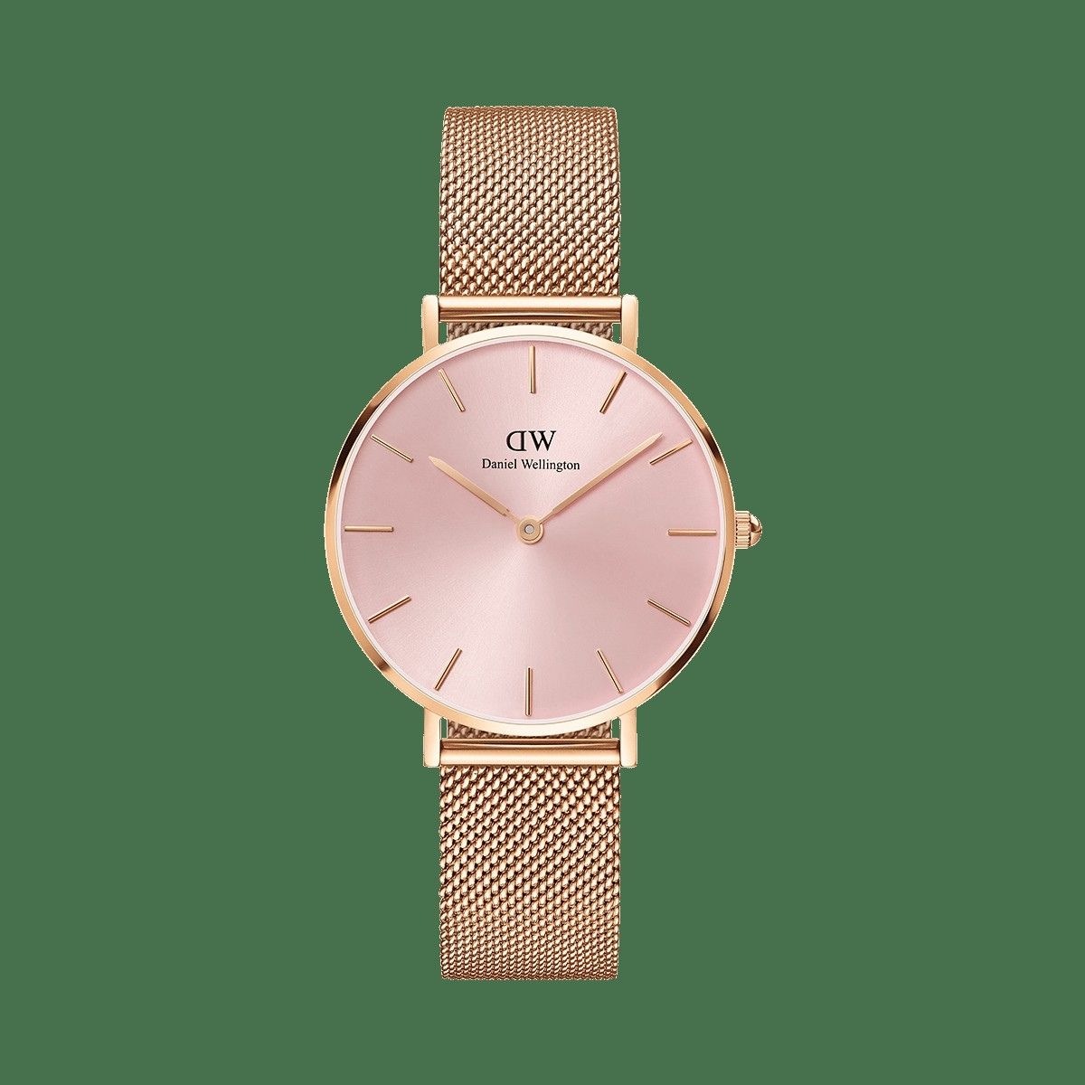  Shop Authentic Daniel Wellington Petite Melrose Pink Dial Rose Gold Mesh Strap Watch For Women - DW00100368 - Luxxuri