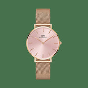  Shop Authentic Daniel Wellington Petite Melrose Pink Dial Rose Gold Mesh Strap Watch For Women - DW00100368 - Luxxuri