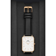  Shop Authentic Daniel Wellington Quadro White Dial Black Leather Strap Watch For Women - DW00100450 - Luxxuri