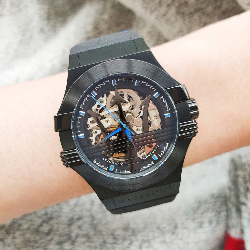  Shop Authentic Maserati Potenza Automatic Black Dial Black Leather Strap Watch For Men - R8821108009 - Luxxuri