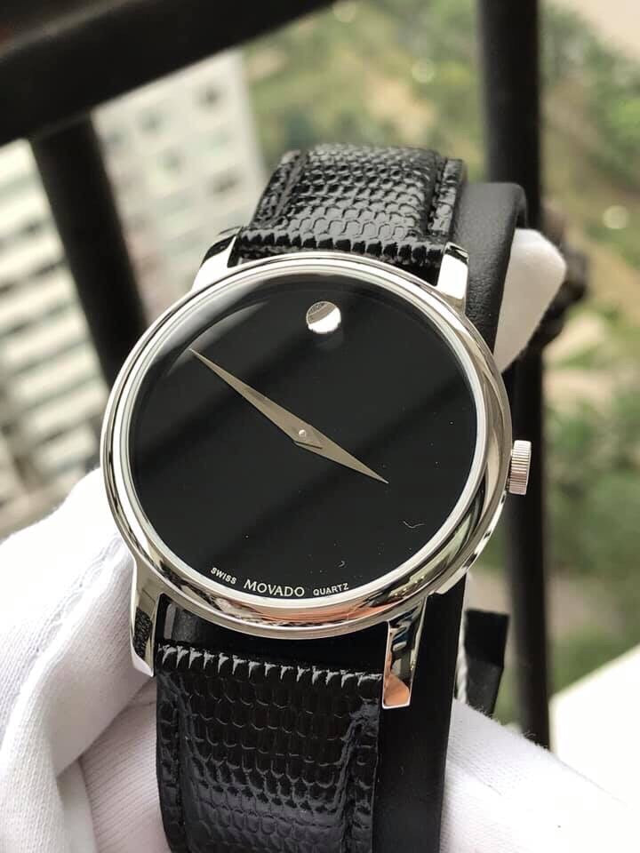  Shop Authentic Movado Museum Black Dial Black Leather Strap Watch For Men - 2100002 - Luxxuri