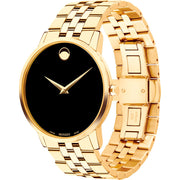  Shop Authentic Movado Museum Black Dial Gold Steel Strap Watch For Men - 606997 - Luxxuri