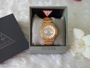  Shop Authentic Guess Sassy Quartz White Dial Rose Gold Steel Strap Watch For Women - W0705L3 - Luxxuri