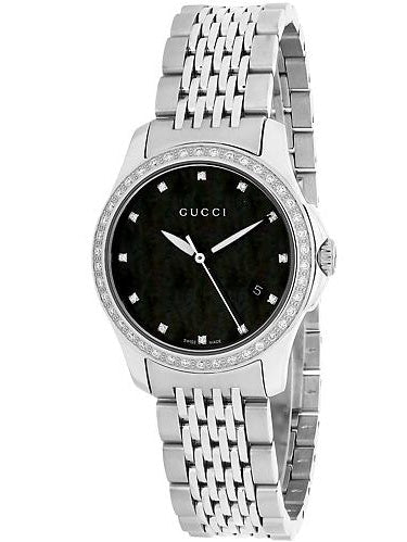  Shop Authentic Gucci G Timeless Black Mother of Pearl Diamonds 38mm Watch For Women - YA126509 - Luxxuri