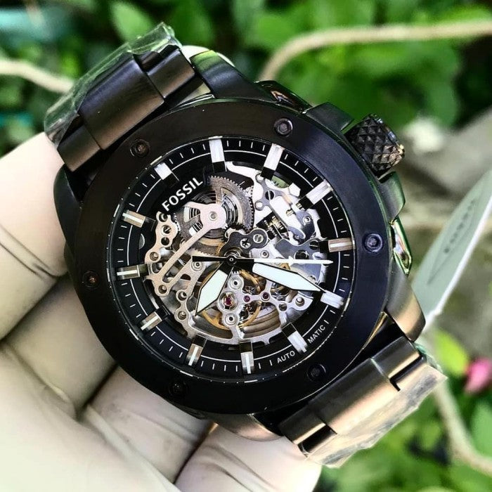  Shop Authentic Fossil Modern Machine Automatic Silver Dial Black Steel Strap Watch for Men - ME3080 - Luxxuri
