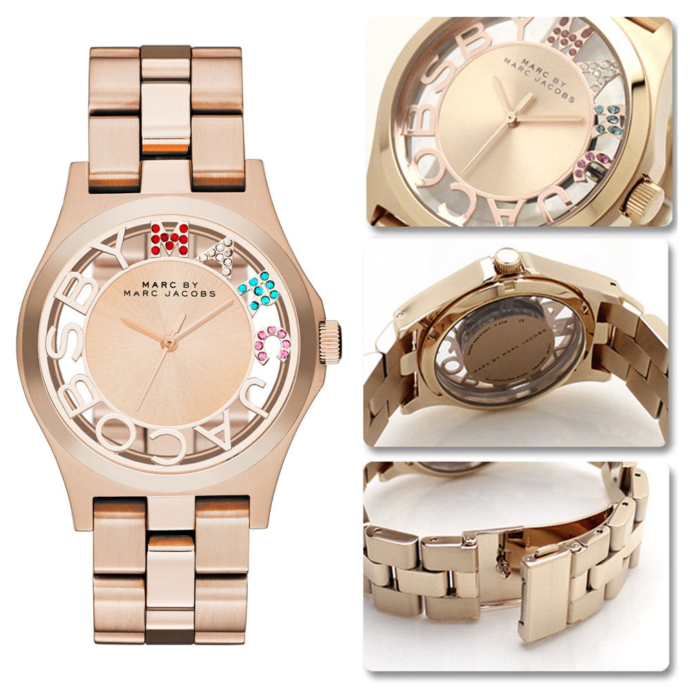  Shop Authentic Marc Jacobs Henry Skeleton Rose Gold Dial Rose Gold Steel Strap Watch for Women - MBM3264 - Luxxuri