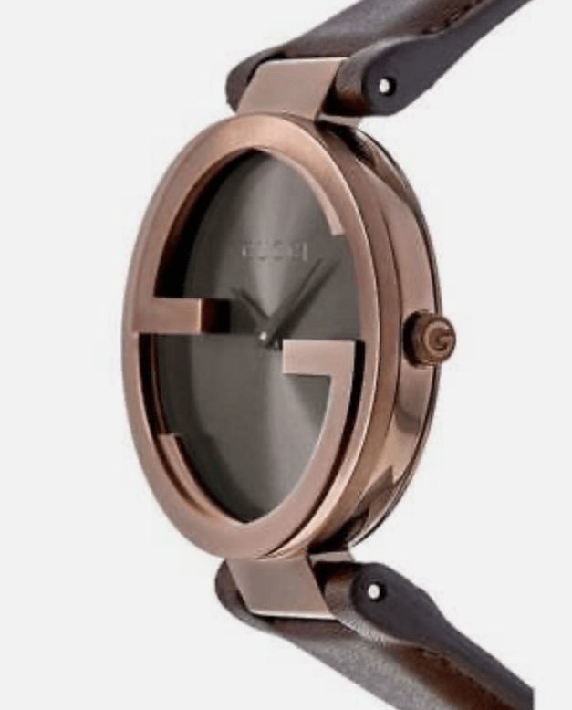  Shop Authentic Gucci Interlocking Brown Dial Brown Leather Strap Watch For Women - YA133309 - Luxxuri