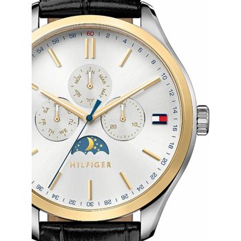  Shop Authentic Tommy Hilfiger Oliver Analog Silver Dial Black Leather Strap Watch for Men - 1791305 - Luxxuri