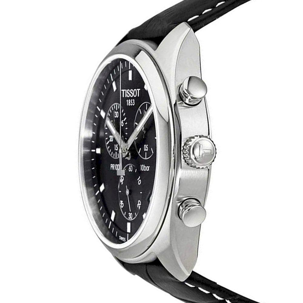  Shop Authentic Tissot PR 100 Chronograph Black Dial Black Leather Strap Watch For Men - T101.417.16.051.00 - Luxxuri