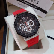  Shop Authentic Guess Momentum Black Dial Red Rubber Strap Watch for Men - GW0263G3 - Luxxuri