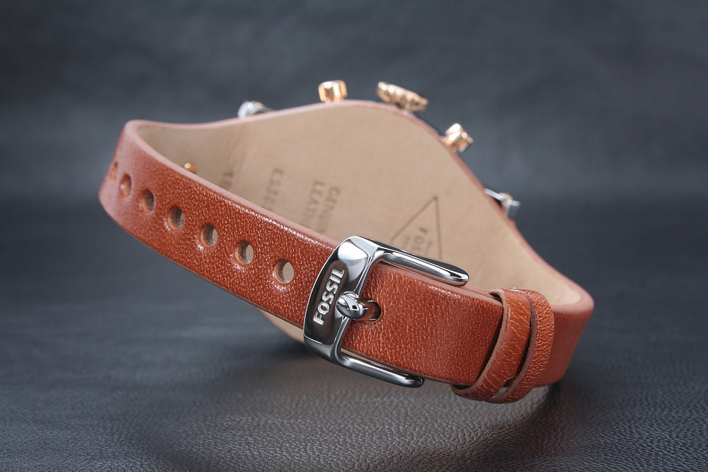  Shop Authentic Fossil Boyfriend Chronograph White Dial Brown Leather Strap Watch for Women - ES3837 - Luxxuri