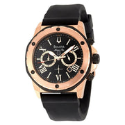  Shop Authentic Bulova Marine Star Chronograph Black Dial Black Rubber Strap Watch for Men - 98B104 - Luxxuri