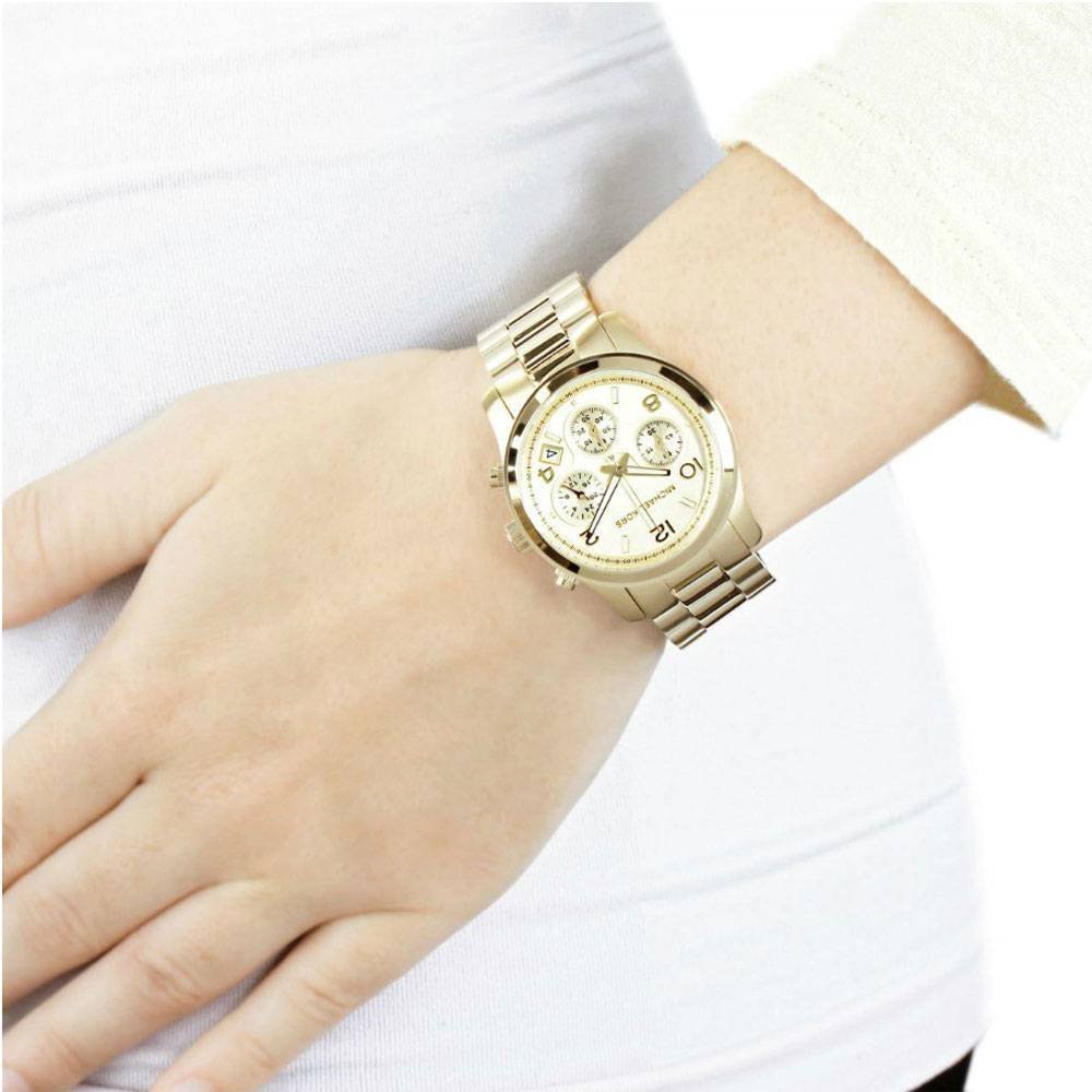  Shop Authentic Michael Kors Runway Gold Dial Gold Stainless Steel Strap Watch for Women - MK5055 - Luxxuri