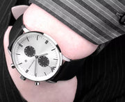  Shop Authentic Emporio Armani Gianni White Dial Black Leather Strap Watch For Men - AR0385 - Luxxuri