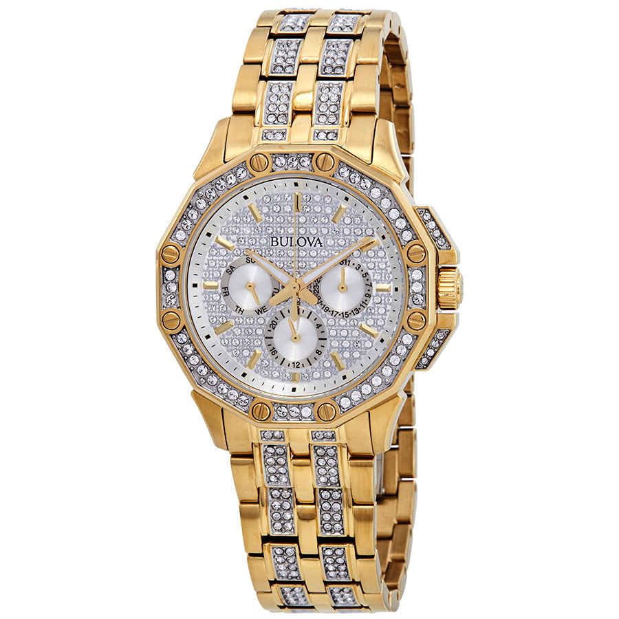  Shop Authentic Bulova Crystal Collection Octova White Dial Gold Steel Strap Watch for Men - 98C126 - Luxxuri