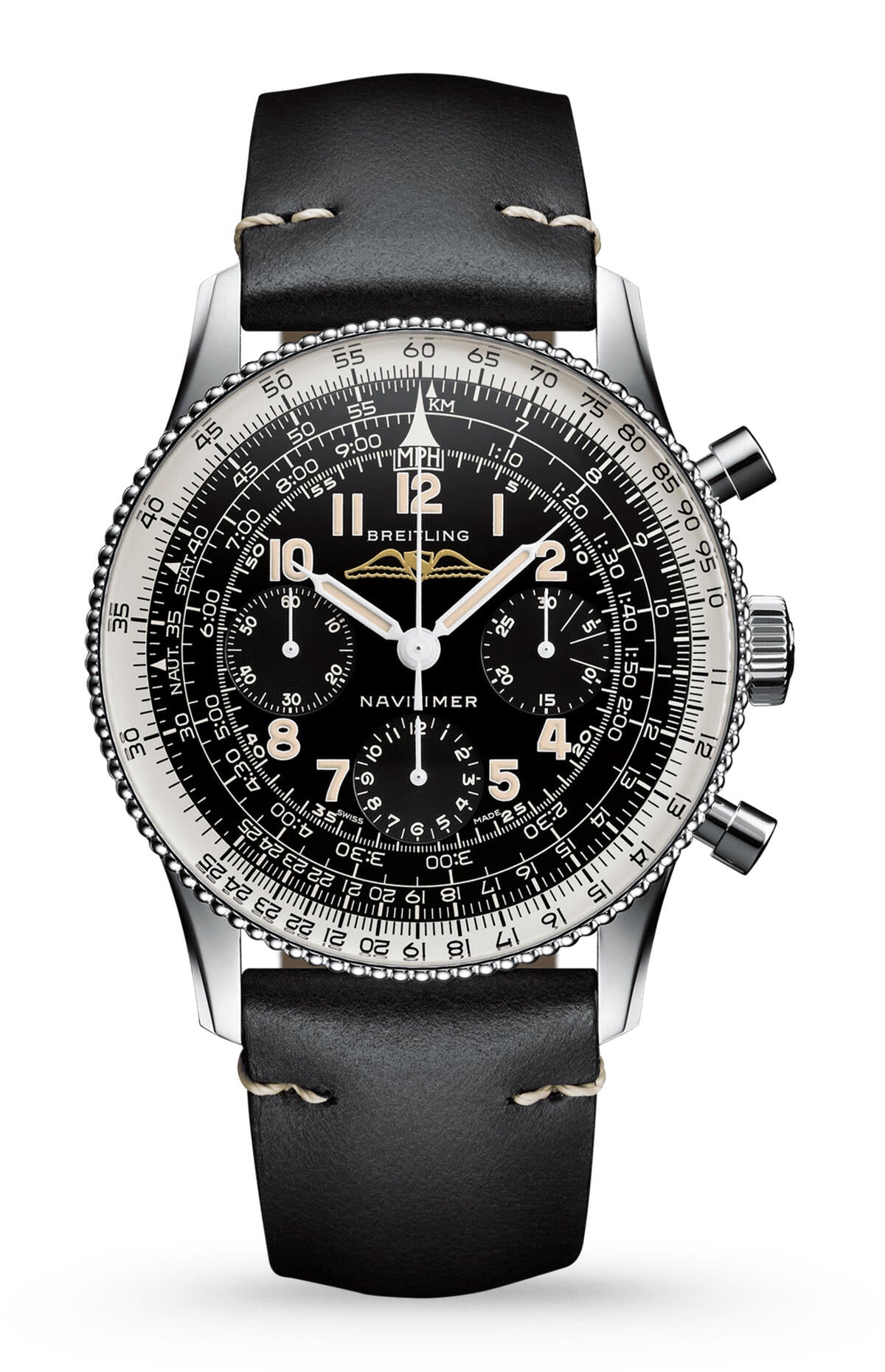  Shop Authentic Breitling Navitimer Ref. 806 1959 Re-Edition Black Dial Brown Leather Strap Watch for Men - AB0910371B1X1 - Luxxuri