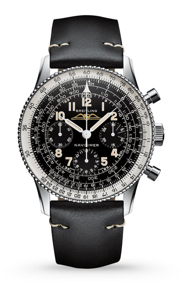  Shop Authentic Breitling Navitimer Ref. 806 1959 Re-Edition Black Dial Brown Leather Strap Watch for Men - AB0910371B1X1 - Luxxuri