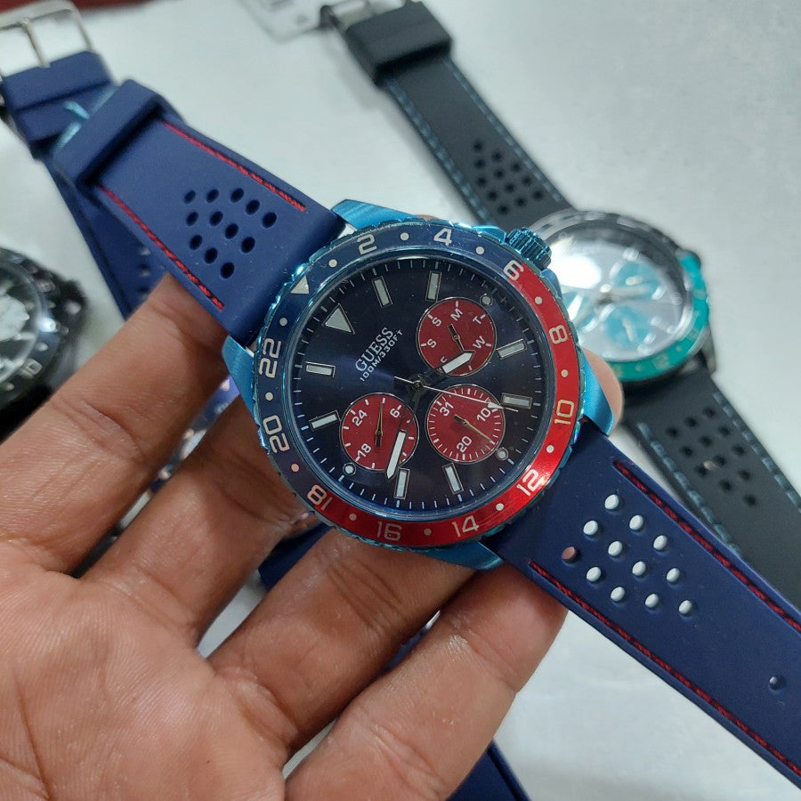  Shop Authentic Guess Odyssey Analog Blue Dial Blue Rubber Strap Watch For Men - W1108G1 - Luxxuri